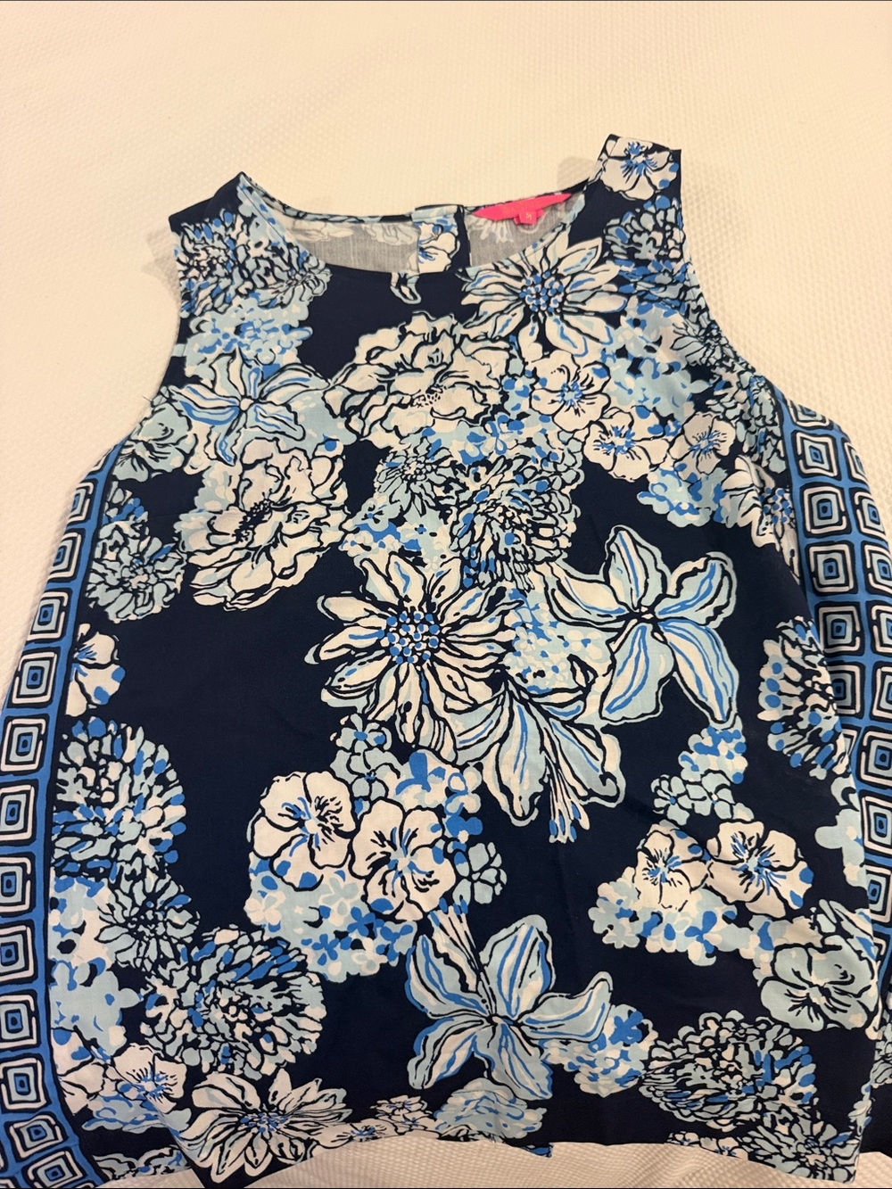 Lilly Pulitzer Navy Blue Floral Sleeveless Top